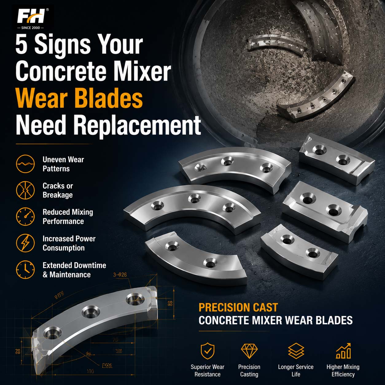 5 segnali che indicano che le pale usurate della betoniera necessitano di sostituzione